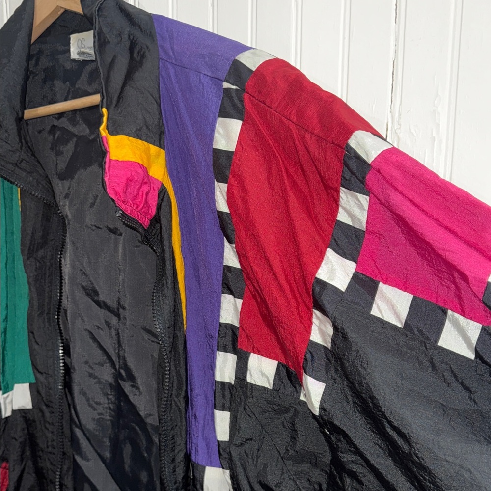 Vintage 80's/90's QS international color block windbreaker Size -Medium - Picture 7 of 8